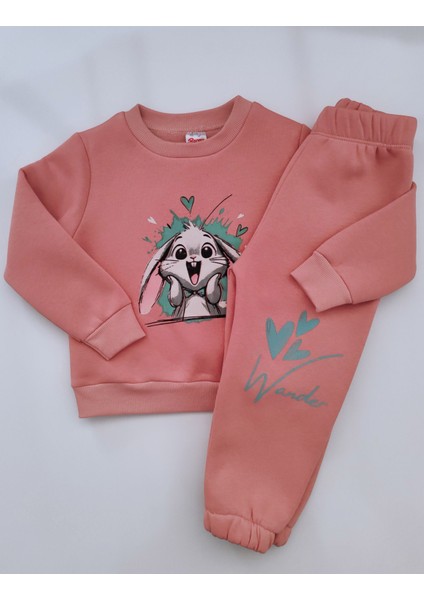 Kız Çocuk Üç Iplik Şardonlu 2’li Takım | Sweatshirt & Eşofman Altı | Tavşan Baskılı fiyatları