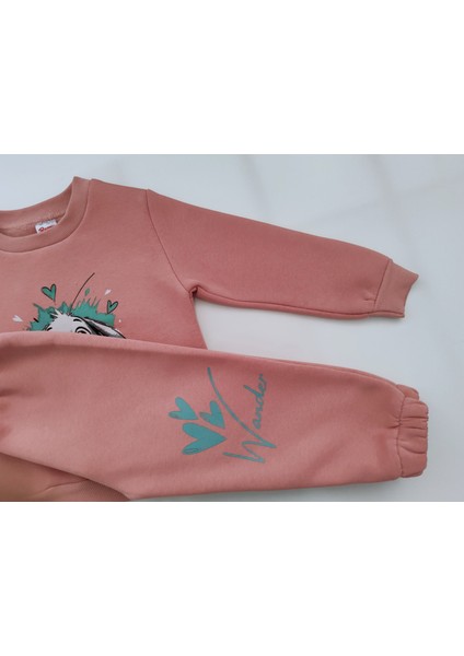 Kız Çocuk Üç Iplik Şardonlu 2’li Takım | Sweatshirt & Eşofman Altı | Tavşan Baskılı indirimleri