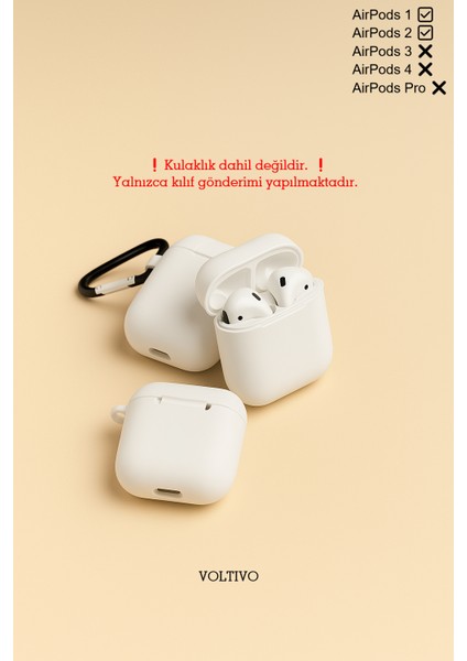 Airpods 1. Nesil ve 2. Nesil Uyumlu Renkli Kir Tutmaz Silikon Kancalı Kılıf
