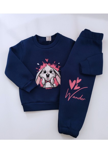 Kız Çocuk Üç Iplik Şardonlu 2’li Takım | Sweatshirt & Eşofman Altı | Tavşan Baskılı fiyatları