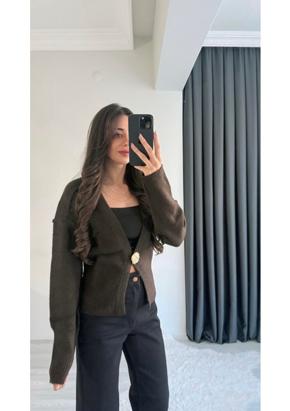 Liente Gold Düğme Detaylı Acı Kahve Hırka fiyatları