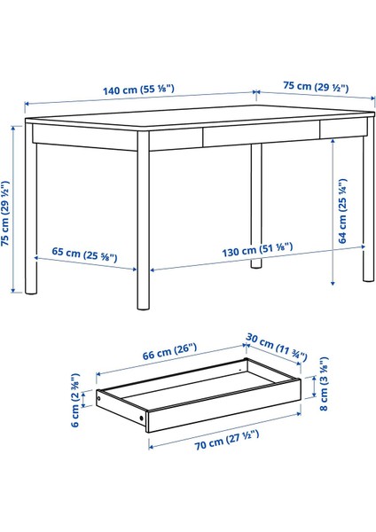 Çalışma Masası, Kırık Beyaz, 140X75 cm fiyatları
