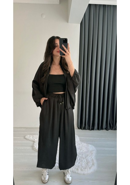 Benry Saten Premium Seri Şalvar Pantalon ve Ceket Siyah Takım modelleri