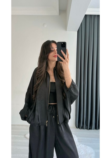 Benry Saten Premium Seri Şalvar Pantalon ve Ceket Siyah Takım fırsatları