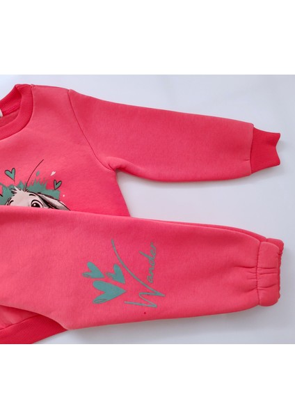 Kız Çocuk Üç Iplik Şardonlu 2’li Takım | Sweatshirt & Eşofman Altı | Tavşan Baskılı indirimleri