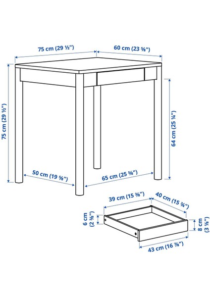 Çalışma Masası, Kırık Beyaz, 75X60 cm fiyatları