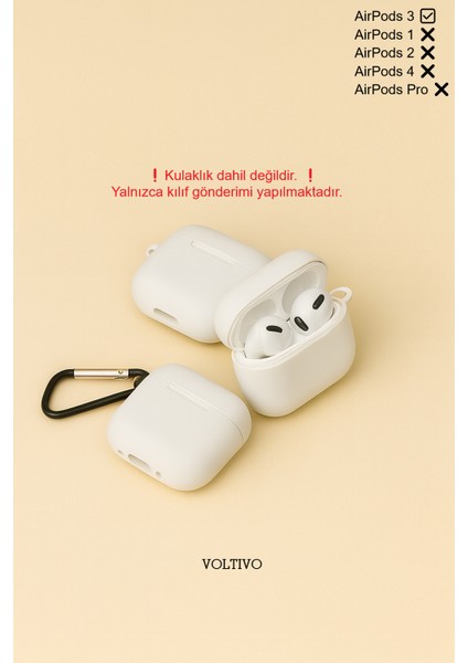 Airpods 3. Nesil Uyumlu Renkli Kir Tutmaz Silikon Kancalı Kılıf