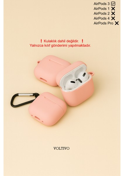Airpods 3. Nesil Uyumlu Renkli Kir Tutmaz Silikon Kancalı Kılıf