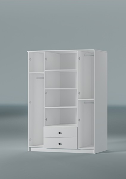 4 Kapılı Dolap %100 Mdf Çekmeceli Geniş Iç Hacim Kapaklı Beyaz Gardırop fırsatları