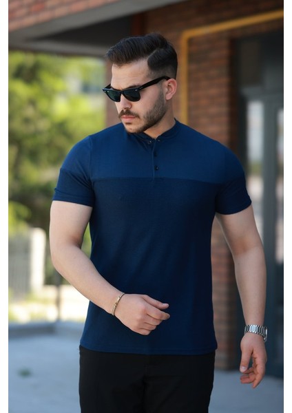 Erkek Hakim Yakalı Kısa Kollu Pamuklu T-Shirt