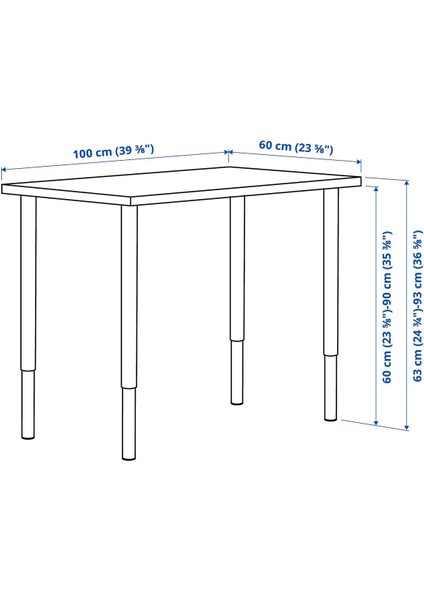 Çalışma Masası, Beyaz-Siyah, 100X60 cm fırsatları
