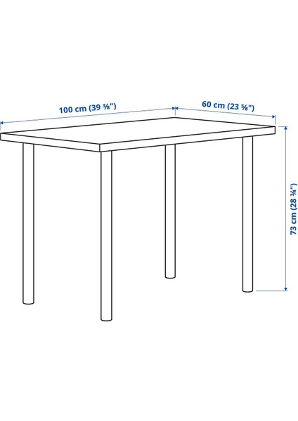 Çalışma Masası, Beyaz-Siyah, 100X60 cm fırsatları