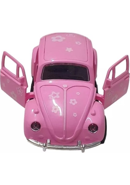 Sürtmeli Desenli Kaplumbağa Araba Vosvos Araba 12 cm Pembe