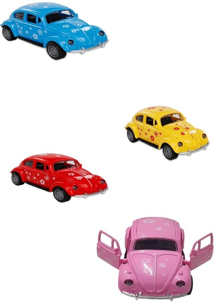 Sürtmeli Desenli Kaplumbağa Araba Vosvos Araba 12 cm 4 Renk 4 Adet