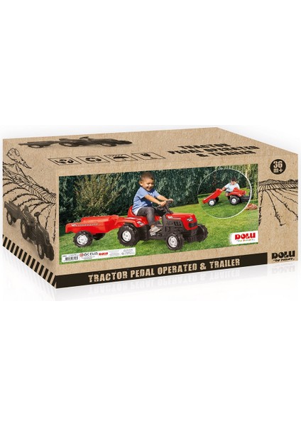 Römorklu Pedallı Kırmızı Traktör | 36+ Ay Çocuk Oyuncağı | 173 x 52 x 45 cm | Korna & Dayanıklı fırsatları