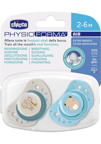 Chicco Physioforma Air 2'li Silikon Emzik 2-6 Ay Erkek indirimleri