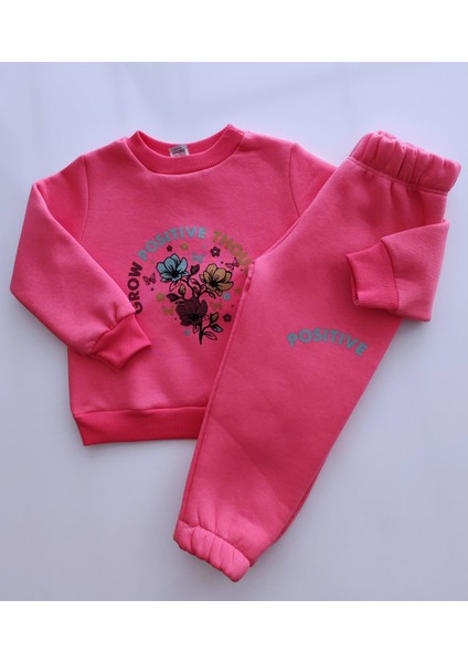 Kız Çocuk Üç Iplik Şardonlu 2’li Takım | Sweatshirt & Eşofman Altı | Çiçek Baskılı fiyatları