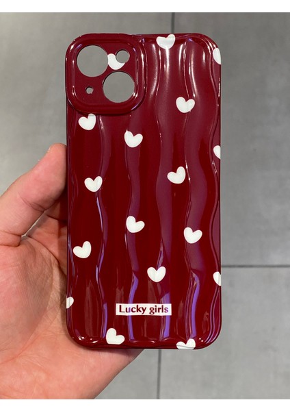 Iphone 13 ve 14 Uyumlu Kalp Desenli Lucky Girls Silikon Kılıf
