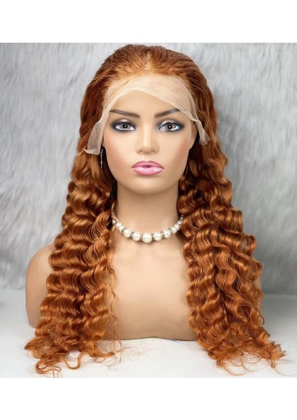 Gerçek Front Lace Tül Peruk / Yoğun Dalgalı / Bakır 70/75 cm