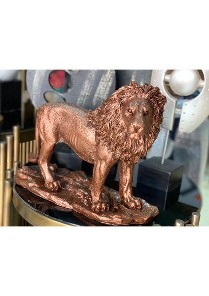 Dekoratif Aslanl Biblo Ev Ofis Heykal Polyester Bronz