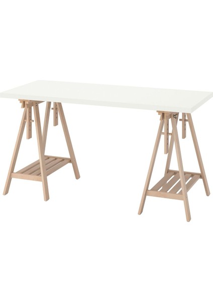 Çalışma Masası, Beyaz-Huş, 140X60 cm