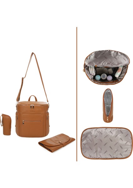 Soho Deri Bebek Bakım Çantası Taba