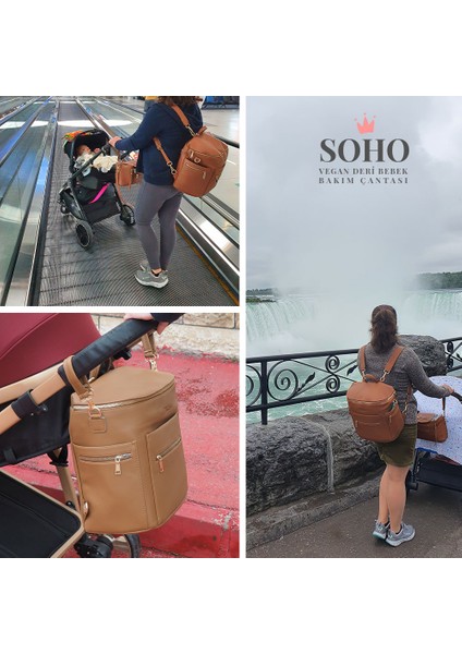 Soho Deri Bebek Bakım Çantası Taba