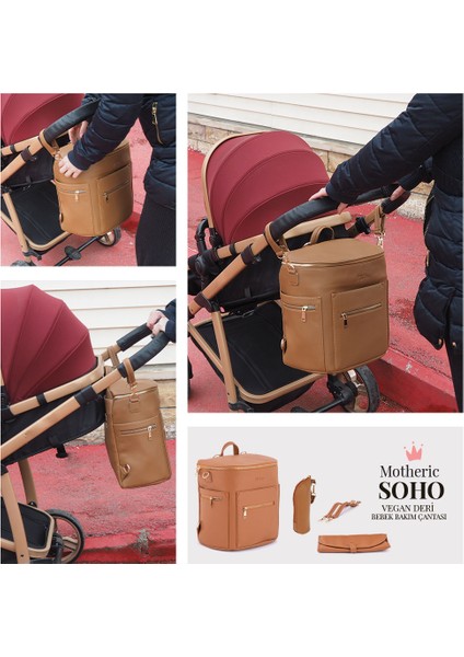 Soho Deri Bebek Bakım Çantası Taba