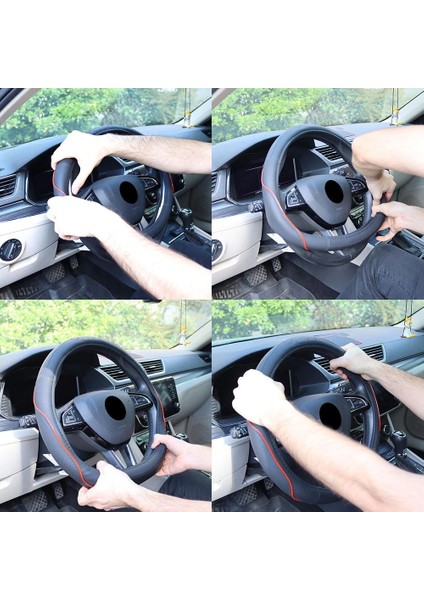 MC1003NR Premium Suni Deri Direksiyon Kılıfı Kırmızı