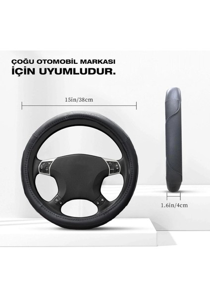 MC1003NR Premium Suni Deri Direksiyon Kılıfı Kırmızı