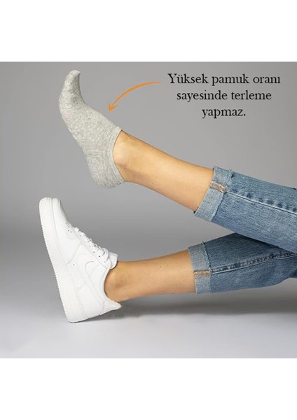 12 Çift Pamuklu Kadın Sneaker Patik Çorap Gri modelleri