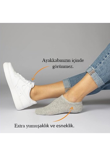 12 Çift Pamuklu Kadın Sneaker Patik Çorap Gri fırsatları