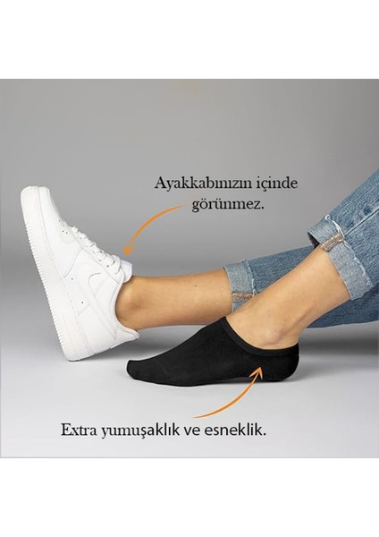12 Çift Pamuklu Kadın Sneaker Patik Çorap Siyah fırsatları
