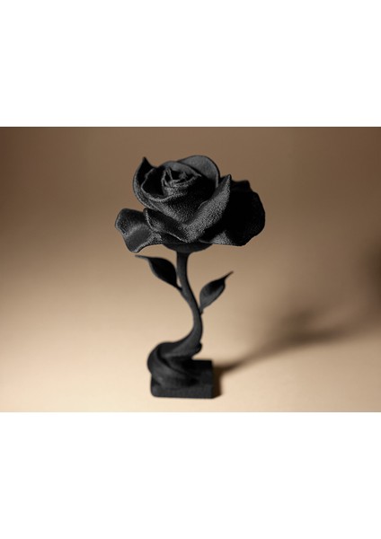 Karbon Malzeme 17 cm Siyah Renk Gül Dekor Masaüstü Figur