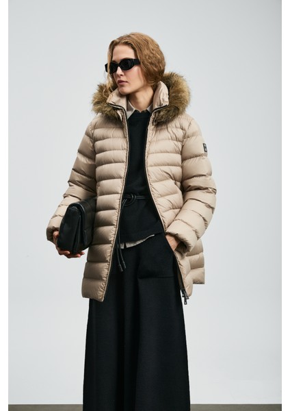 Elıt Kaz Tüyü Kadın Mont Siyah