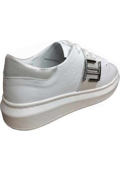 2010 Womenly Style Beyaz Tokalı Kadın Günlük Ayakkabı % 100 Hakiki Deri fırsatları