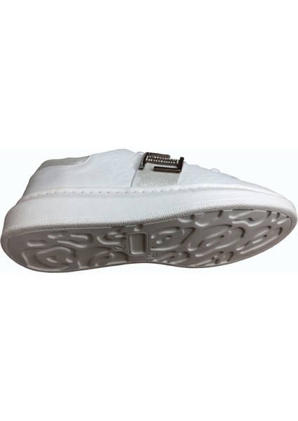 2010 Womenly Style Beyaz Tokalı Kadın Günlük Ayakkabı % 100 Hakiki Deri indirimleri