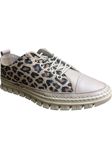 2010 Womenly Style Bej-Leopar Kadın Günlük Ayakkabı % 100 Hakiki Deri fiyatları