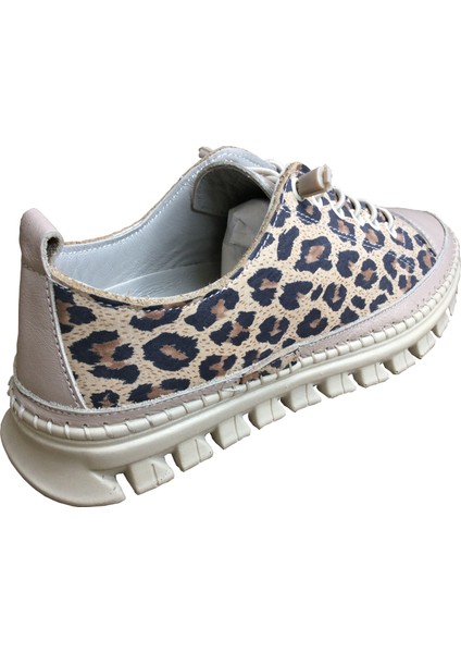 2010 Womenly Style Bej-Leopar Kadın Günlük Ayakkabı % 100 Hakiki Deri fırsatları