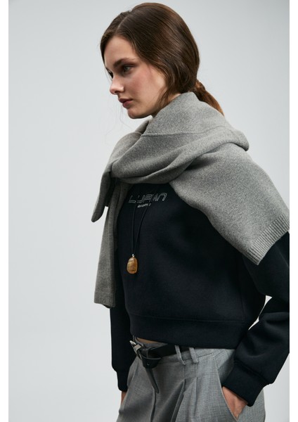 Beggy Kadın Örme Sweatshırt Siyah indirimleri