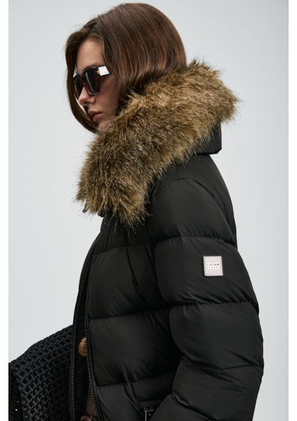 Eco Kaz Tüyü Kadın Mont Siyah