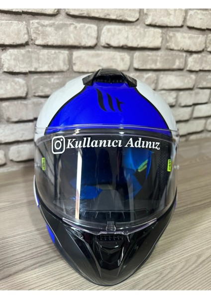Kask Vizör Için Instagram Kullanıcı Adı Sticker 15 cm Beyaz Renk