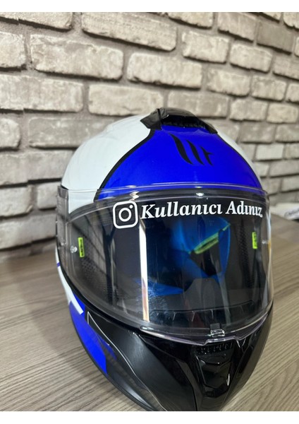 Kask Vizör Için Instagram Kullanıcı Adı Sticker 15 cm Beyaz Renk modelleri