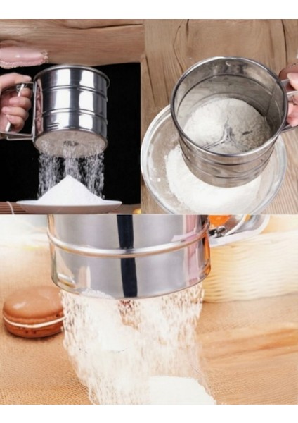 Büyük Boy Un Eleği Kakao Nişasta Şeker Pratik Dağıtıcı Elek Paslanmaz Çelik fırsatları