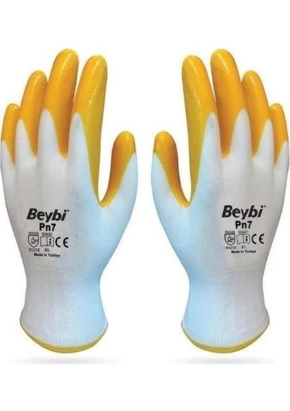 Pn7 Sarı Iş Eldiveni Polyester Örme Nitril Beybi No:10 Royaleks Group - 6 Çift fiyatları