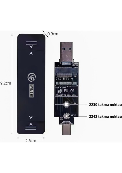 DK01 USB-A/Type-C 22x42 M.2 NVMe Taşınabilir Harici SSD Boş Kutu fiyatları