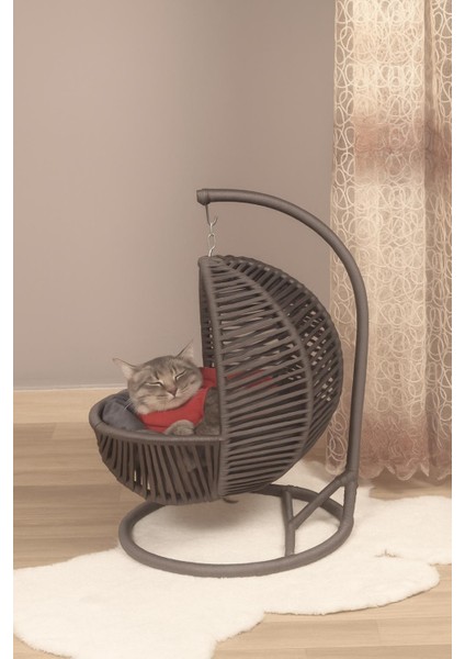Cat Loft Kedi Salıncağı ve Minderli Rahat Yatağı, Sık Örgülü Rattan Tasarım