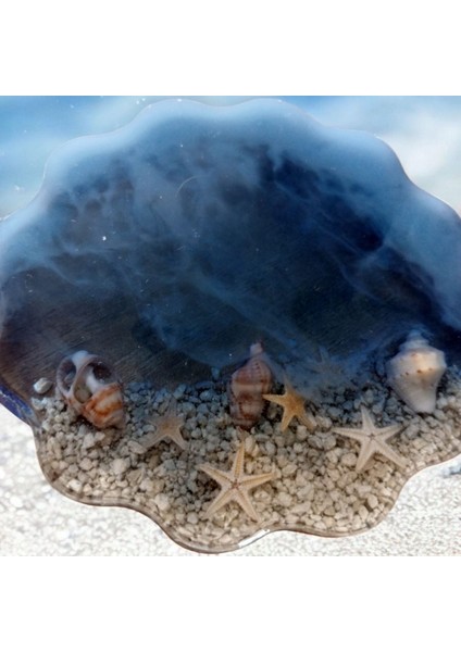 Mavi Deniz Kabuklu Epoksi Bardak Altlığı