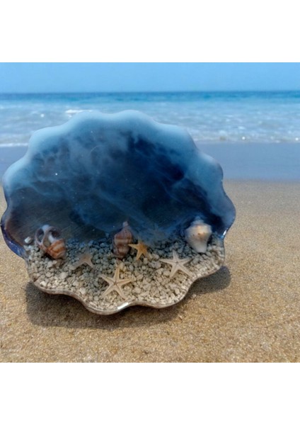 Mavi Deniz Kabuklu Epoksi Bardak Altlığı