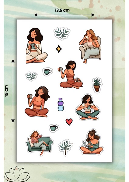 2'li Meditasyon Sticker Set Etiket Bullet Journal/defter/matara/telefon Için Uygun modelleri